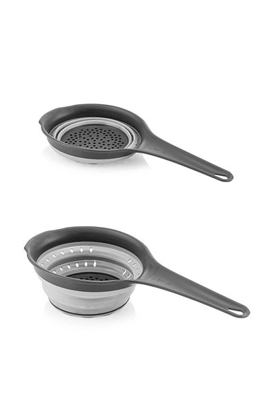 SİHİRLİ AYAKLAR Gray Accordion Strainer - with Handle and Foldable, Space-saving