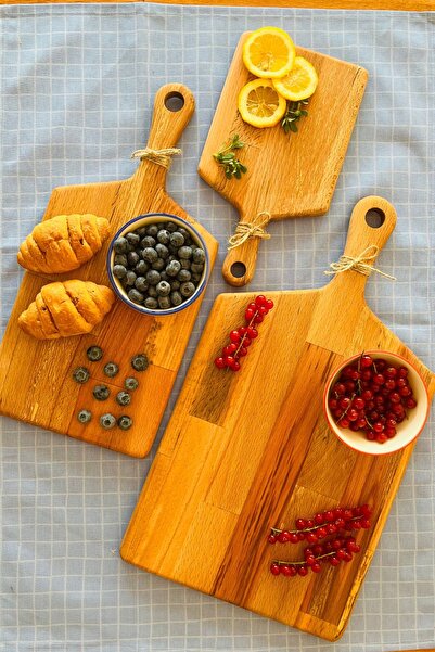 justwood FreyA 3-piece nAturAl Wooden Beech Set - Cutting And PresentAtion BoArd 47x26/40x19/27x15 Cm