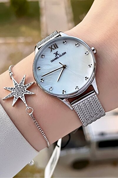 Daniel Klein Kadranı Sedef Kordonu Gümüş Renk Hediye Paketli Kadın Kol Saati ...