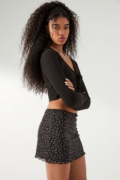 Babushka Siyah Mini File Etek