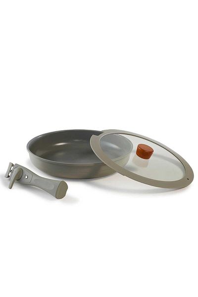 NEOFLAM Midas Gray 6 Piece Interlocking Pot and Pan Set with Detachable Handle D-neomds6ı-07