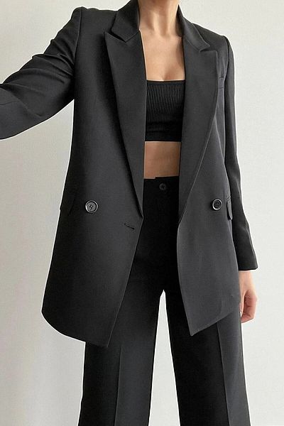 KaSheHa Palazzo Belted Jacket Σετ Μαύρο