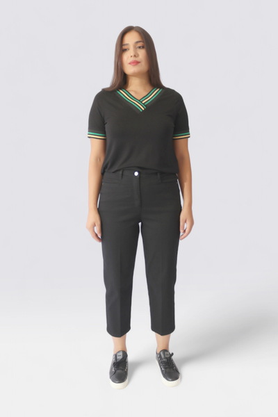 TOLGA SARAÇOĞLU 30210 SİYAH GİZLİ LASTİKLİ BİLEK BOY PAMUK PANTOLON