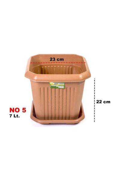 Hak Plastik Kare Saksı No 5 Klasik Çiçek Saksısı 3 Adet