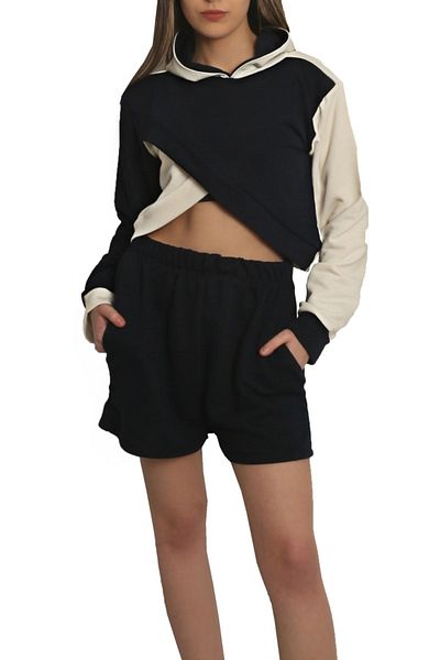 Sclouthe Cross Cut Sweatshirt Shorts Set
