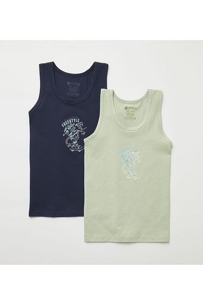 natuline Boy's Organic Cotton Lycra Undershirt 4-pack Freestyle Robot 3005-4