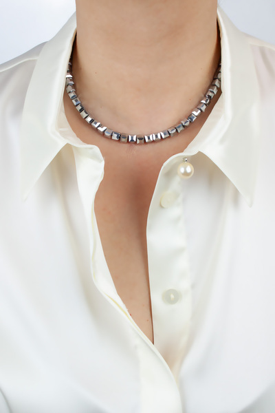 Pridza قلادة مكعب كريستال زجاجي