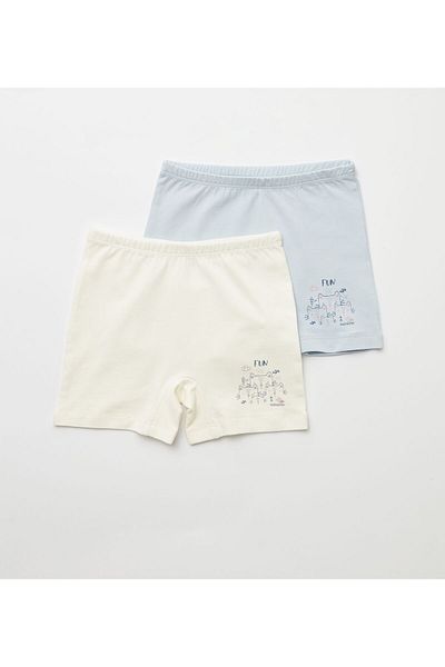 natuline Girl's Organic Cotton Lycra Boxers 4-Piece Fun Cat 5503-4