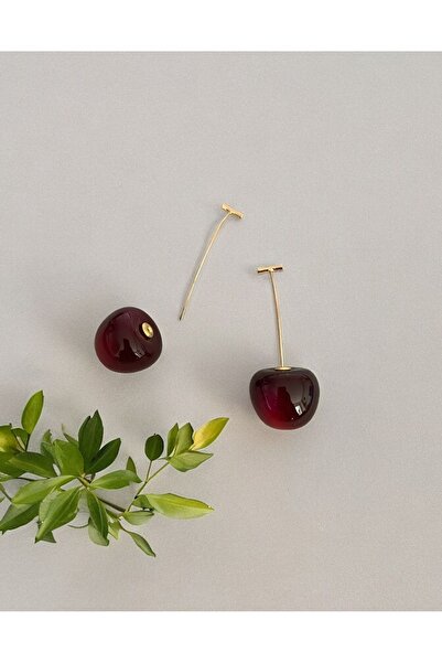 SİSTORİZE Your Luxury Kiraz Küpe Çelik Altın Kaplama Tasarım Cherry Küpe