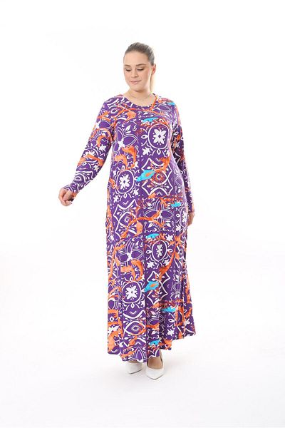 mezura tekstil Plus Size Viscose Combed Cotton - Maxi Dress Suitable for Hijab