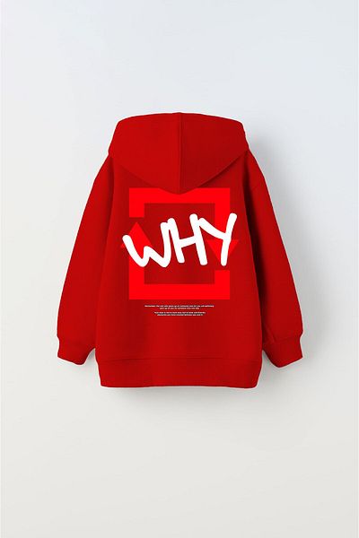 The Champ Clothing Унисекс детски суитшърт с качулка отвътре, полар и щампа Why