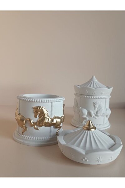 LARA küçük dükkan atolyesi 10 Adet Beyaz Atlı Karınca Mum Beton Taş