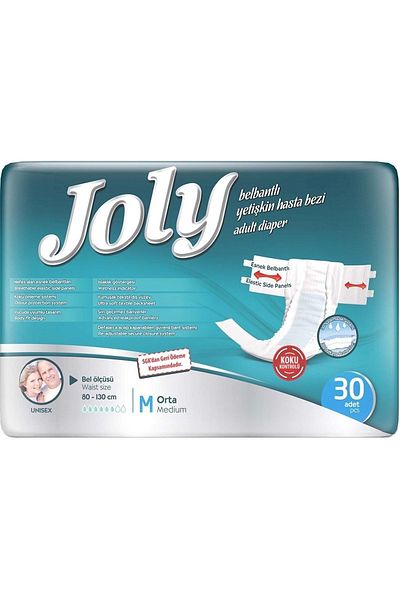Joly Medium Size Adult Diapers - with Waist Band, 120 Pieces (4Pk*30)