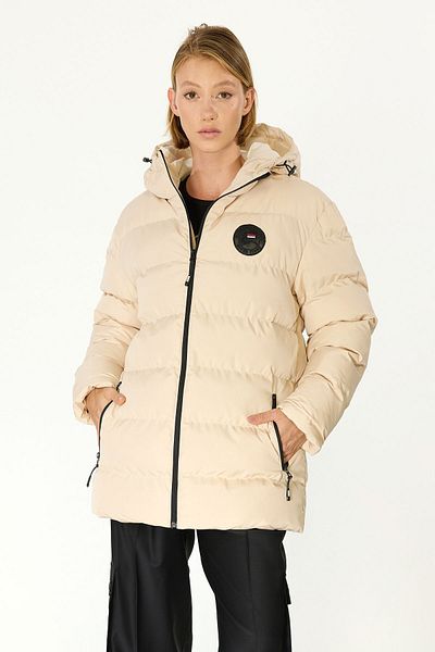 Caghla Women's Beige Windproof Puffer Winter Jacket