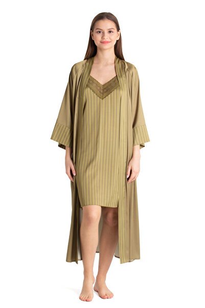 uandm U&me Line Σατέν Νυχτικό Σετ Πράσινο