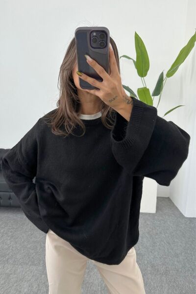 JaMolls model pinterest tricot maneci late detaliu decolteu cu textură moale ...