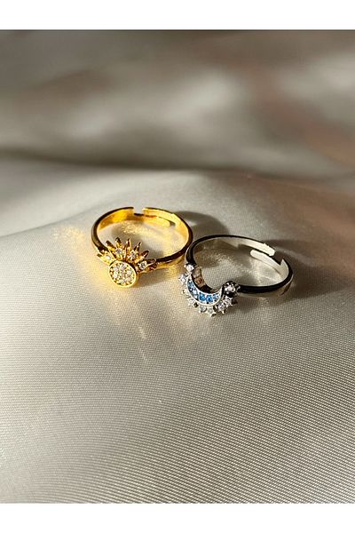 Harlofia Jewelry Adjustable Moon Sun Rings - Friendship