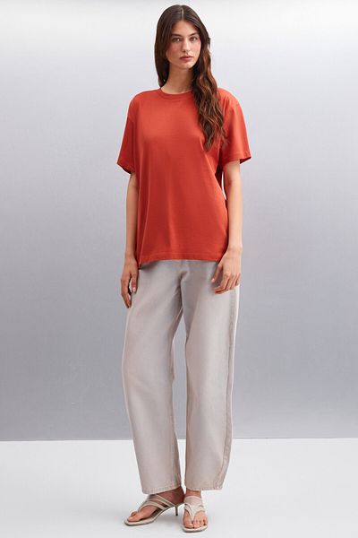 GRIMELANGE Tricou Betsy, 100% bumbac, cu mânecă scurtă, roșu Claret