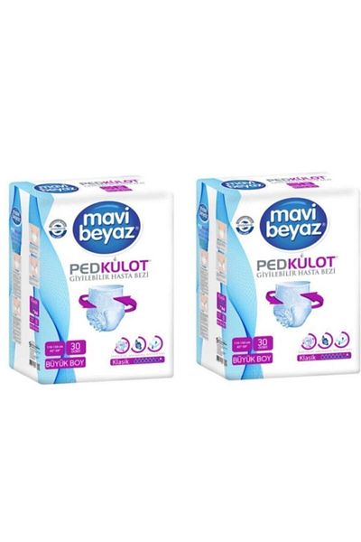 Mavi beyaz Pad Panties Large Size Patient Diapers 30 Pack - 60 Pieces