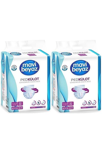 Mavi beyaz Pad Absorbent Panties Patient Diapers Large 60 Pieces