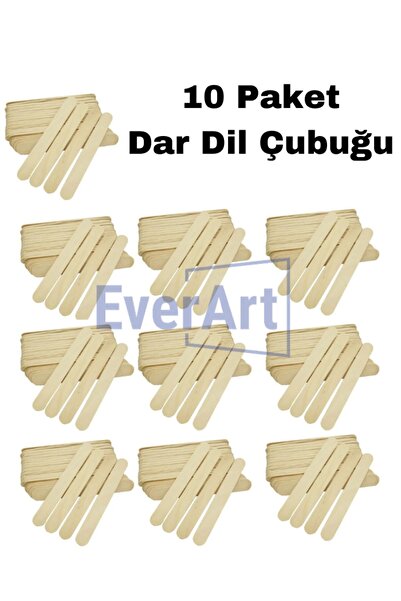everart 500 Adet Abeslang Natural Dar Dil Çubuğu Ahşap Küçük Dondurma Dil