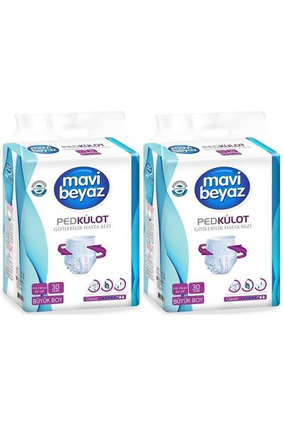 Mavi beyaz Pad Absorbent Panties Patient Diapers Large 60 Pieces