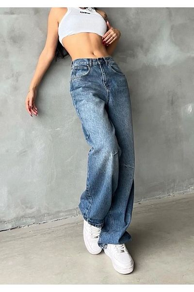 Shield Life Pantaloni largi din denim cu balon cu spray tibetan cu cataramă ajustabilă în talie, model nou 2024
