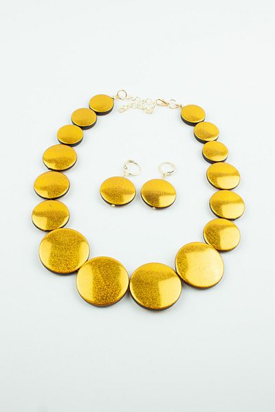 Pridza Glittered Round Design Women's NecKlace and Earring Set