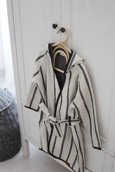 Mujo Baby&Kids Organic 4-layer Striped Muslin Children's Bathrobe