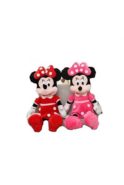 BAMTEBİ Minnie Mouse Kırmızı Ve Pembe 40 Cm Peluş Benekli Elbiseli Uyku Arkad...