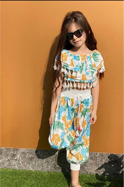 ESRAKİDS Girl - Water Green Modern Set, Green Blouse and Shalwar
