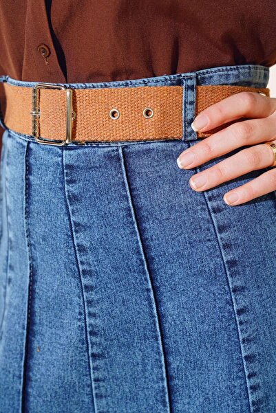 skycott kadın modest basic günlük yazlık mevsimlik kışlık tarz kemerli tesettür kot etek