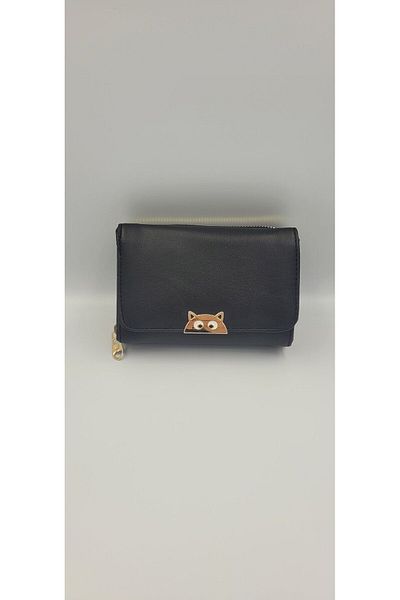 KIRASE Women's Cat Detailed Stylish and High Quality Medium Size Wallet with Many Pockets