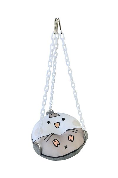 Kuşarkadaşım Double Sided Round Bagel Swing - Cockatiel White Gray Speckle Toy