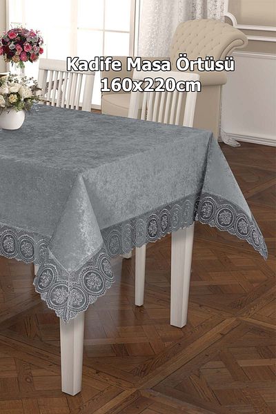 Çt Çeyizci Tekstil 160x220cm Luxury Velvet Tablecloth - Lacy