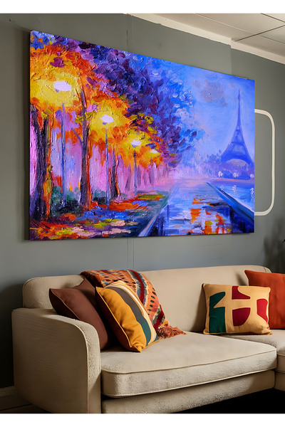 AR AJANS KANVAS TABLO Străzi strălucitoare din Paris Pictură în ulei Aspect P...