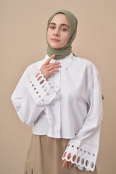 ARMANDA Σάλι με σχέδιο Bamboo Kraş - Λινό Πράσινο