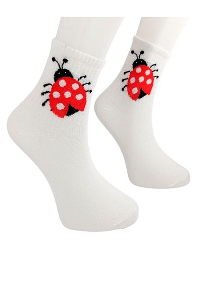 Shuttle Park Ladybird Unisex White College κάλτσες - Άνετο στυλ, χαριτωμένο σχέδιο πασχαλίτσας