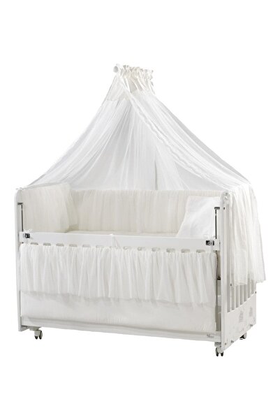 Meltem Smart Woody Anne Yanı Ahşap Sallanır Beşik 60x120 cm (beyaz-ekru)