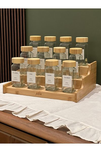 may home design 12-Piece Bamboo Cover Modern Spice Rack Set/Ladder Stand