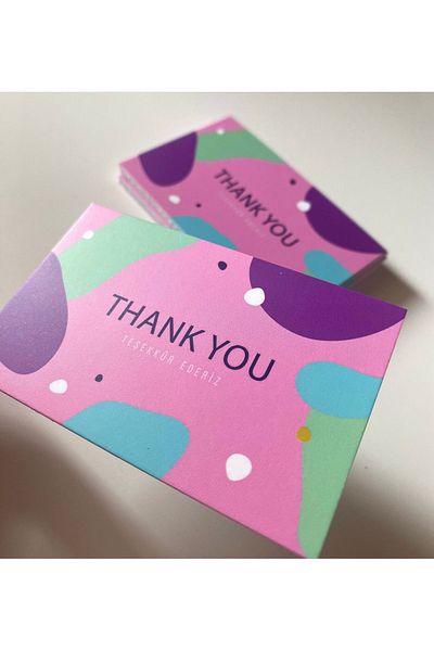 Meak Tasarım Pink Thank You - Thank You Card -50pcs -8x5cm