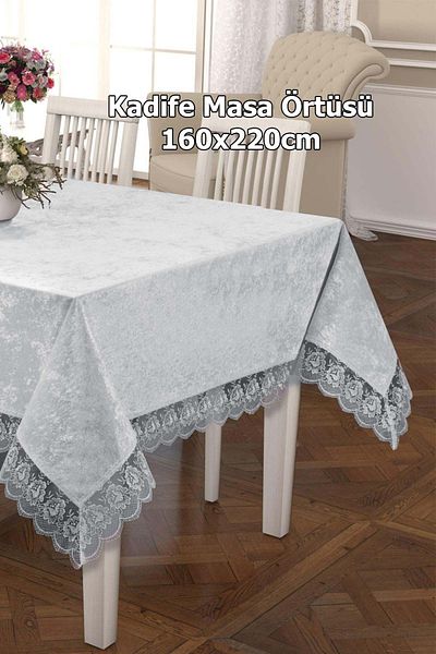Çt Çeyizci Tekstil Fata de masa din catifea de lux 160x220cm - Dantela