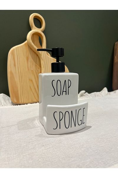 may home design Porcelain Modern Liquid Soap Dispenser/Sponge Compartment