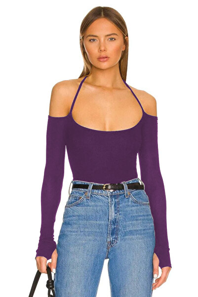 By Kul Design BLUZĂ JERSEU FĂRĂ UMBRIE CU DEGETE PENTRU FEMEI