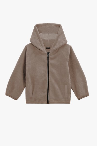 Vatkalimon Brown Colored Boy's Fleece Jacket - Pocket and Hood