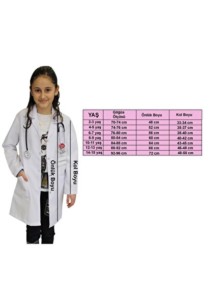 safaforma Kız Çocuk Doktor Önlüğü  2 -14 Yaş Aralığı Bedenler