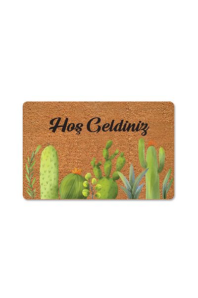 M&H Quality Coco Look Colorful Cacti Tema - Covoraș lavabil și ușă decorativă de absorbție a umidității