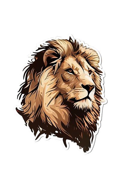 MegaSticker Autocolant 14x10 Cm Regele Pădurii Leu - Mașină, Motocicletă, Cască, Laptop, Geam