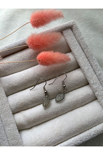 PelvedDesign أقراط متدلية من الفضة من حجر اللابرادوريت الطبيعي البيضاوي