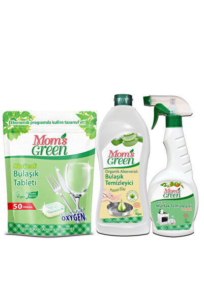 Mom's Green 3'lü Set-50'li Oksijenli Bulaşık Tableti - Aloeveralı Elde Bulaşı...